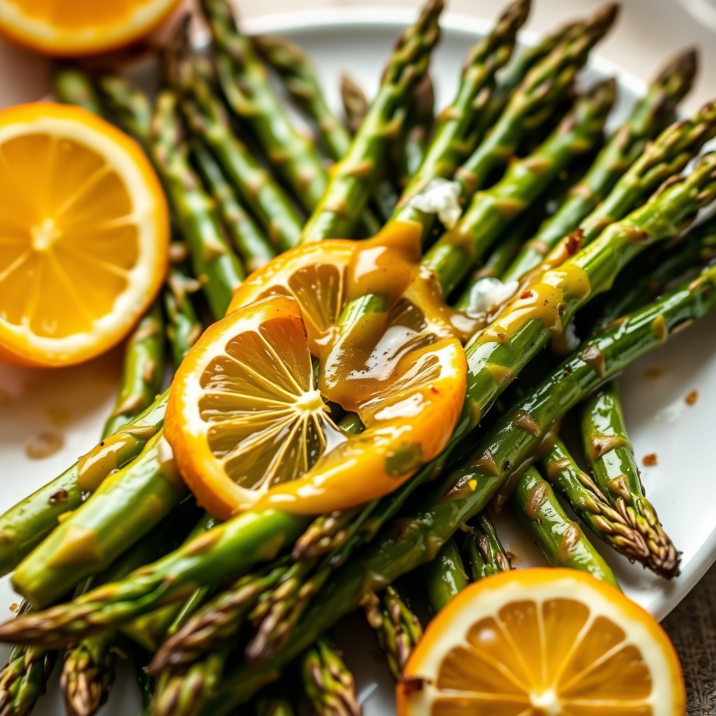 Ristet asparges med appelsinglasur