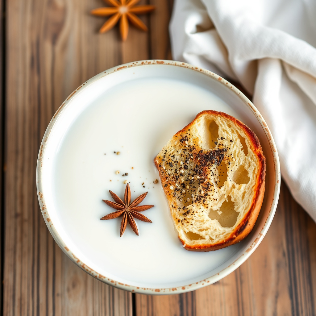Ristet brioche i krydret melk
