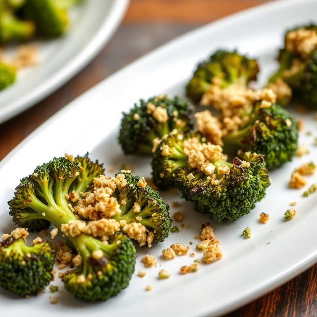 Ristet broccolibuketter med ristet brødsmuler og gremolata