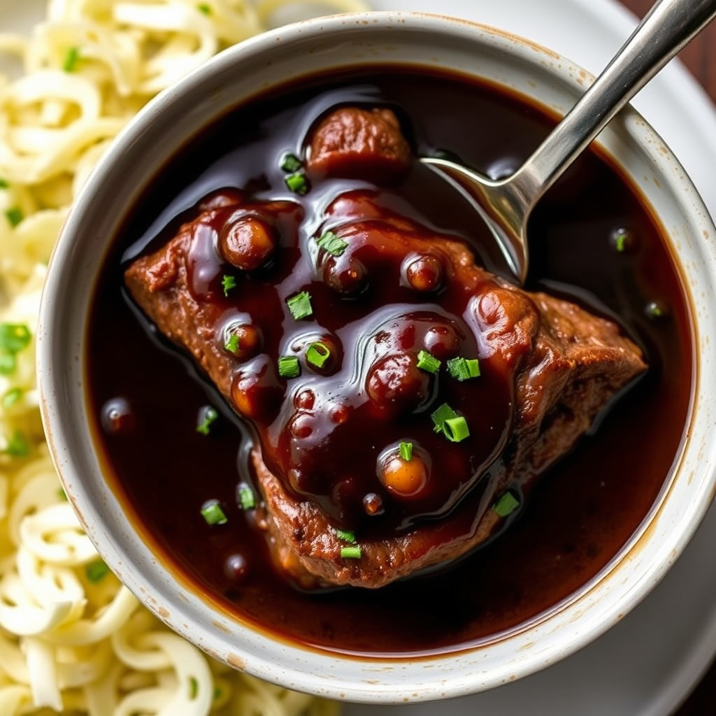 Ristet hvitløk- og balsamico-steinssaus