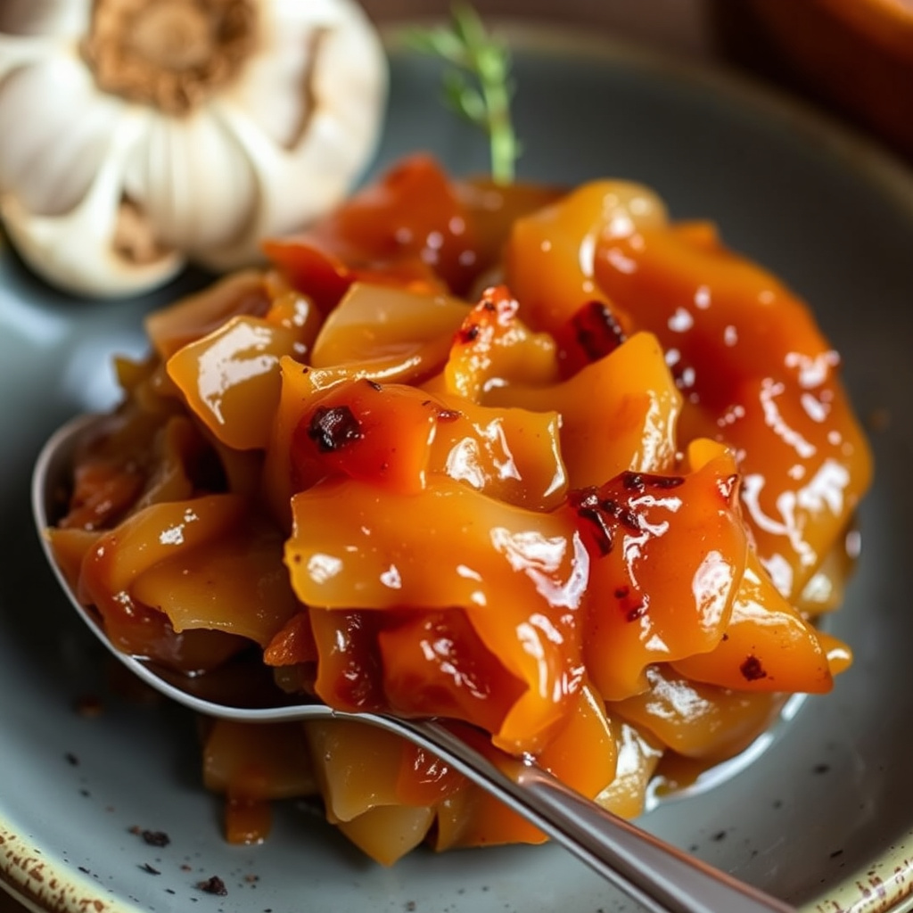 Ristet hvitløk og karamellisert løk-syltetøy