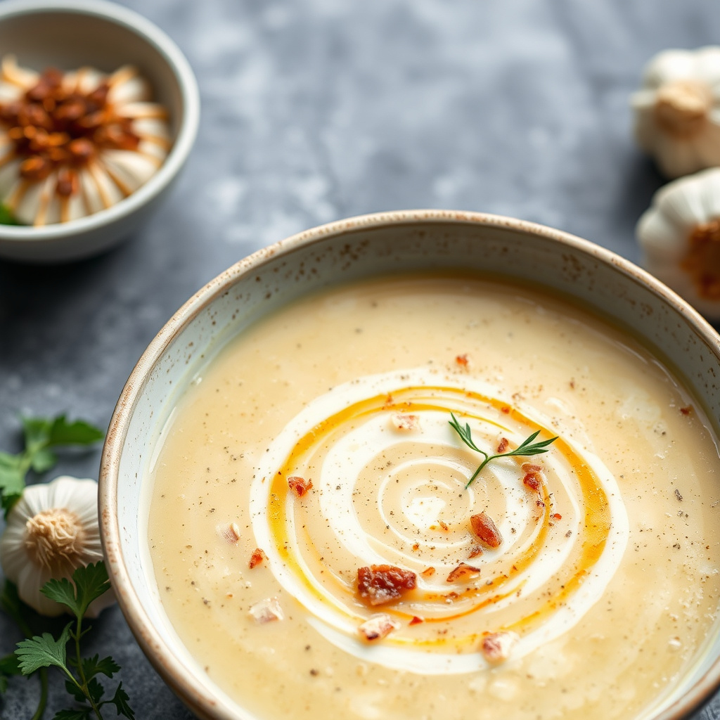 Ristet hvitløksuppe