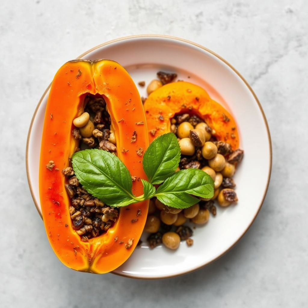 Ristet ingefærpapaya