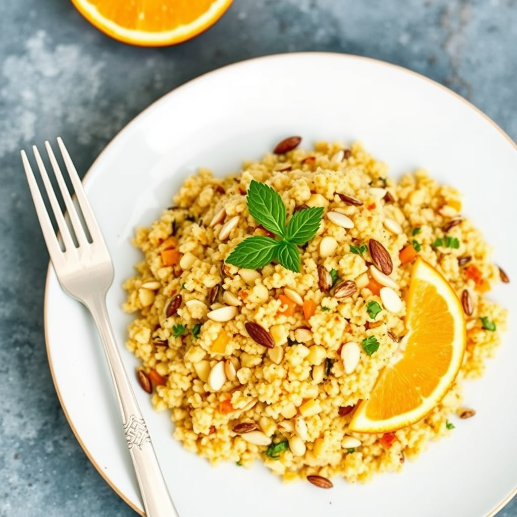 Ristet mandel og appelsin couscous