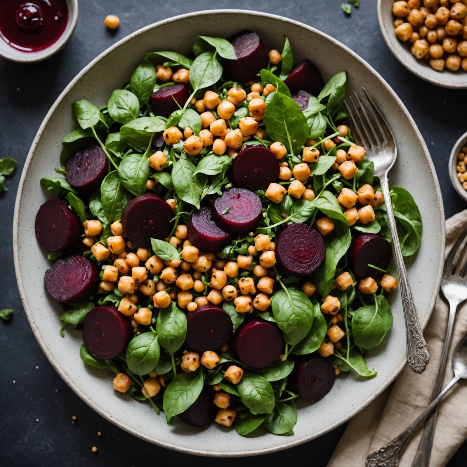 Ristet rødbete- og kikertersalat