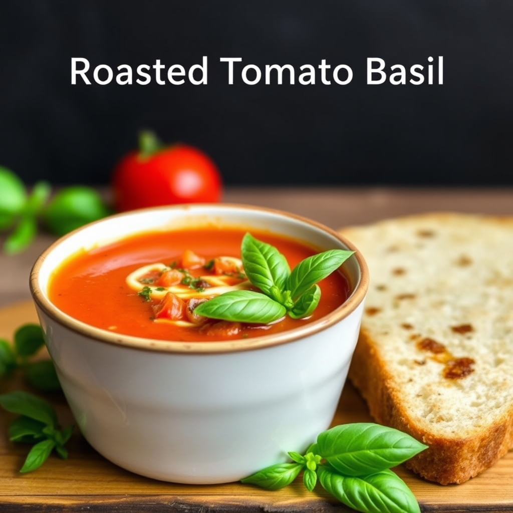 Ristet tomat- og basilikumsuppe