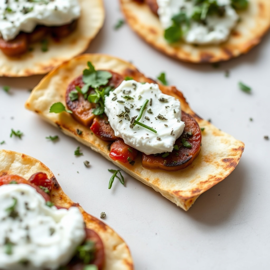 Ristet tortilla med urtet geitost