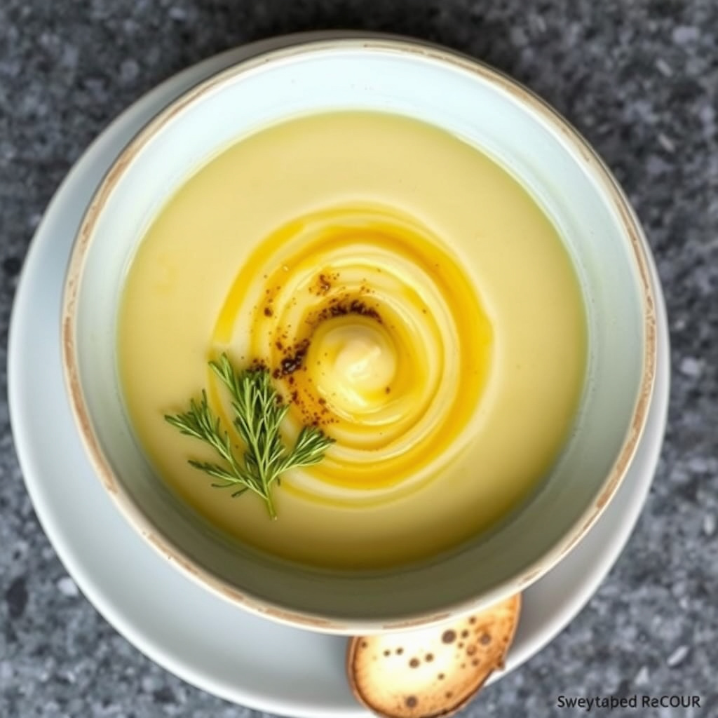 Ristet Vidalia-løksuppe med svart trøffelolje