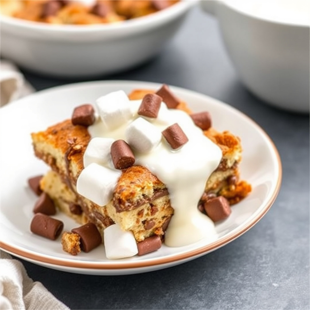 Rocky Road-brødterte med marshmallowsaus