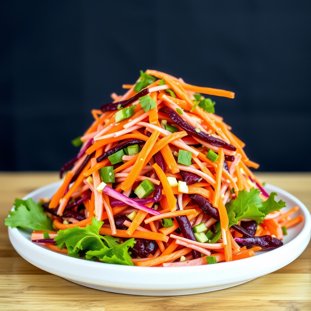 Rødbete- og gulrotsalat med rask dressing