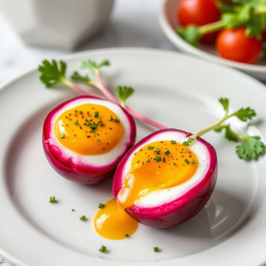 Rødbetsegg med eggerøre