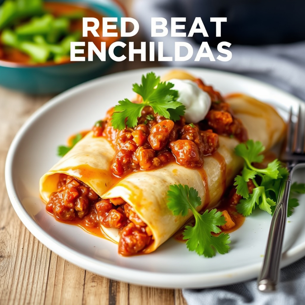 Røde kjøtt-chili enchiladas
