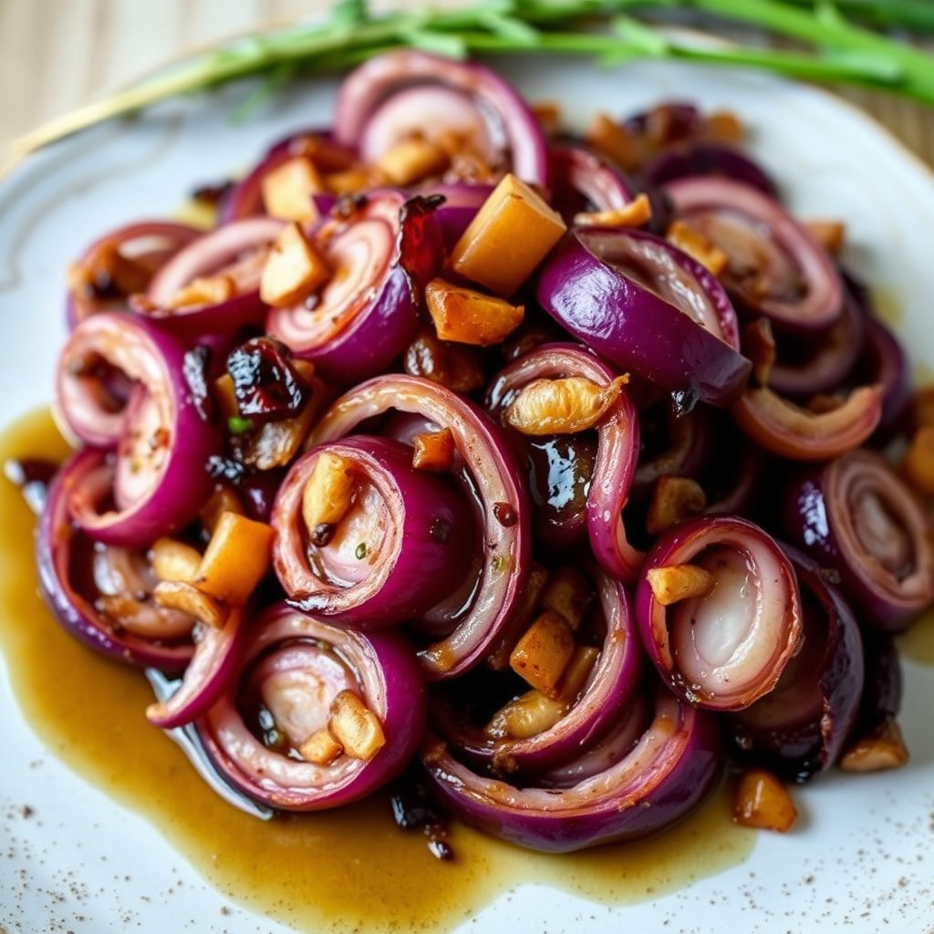 Rødløk stekt med balsamico og honning