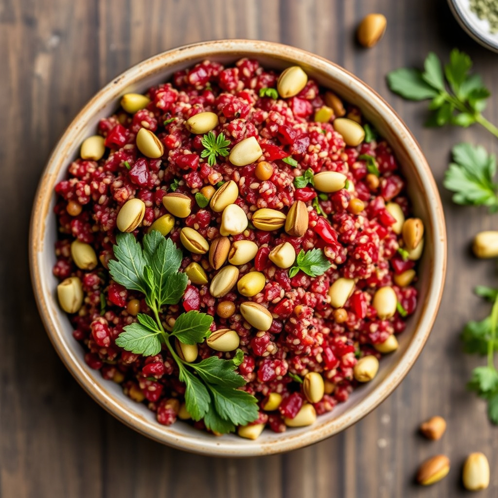Rød quinoa med pistasjnøtter og urter