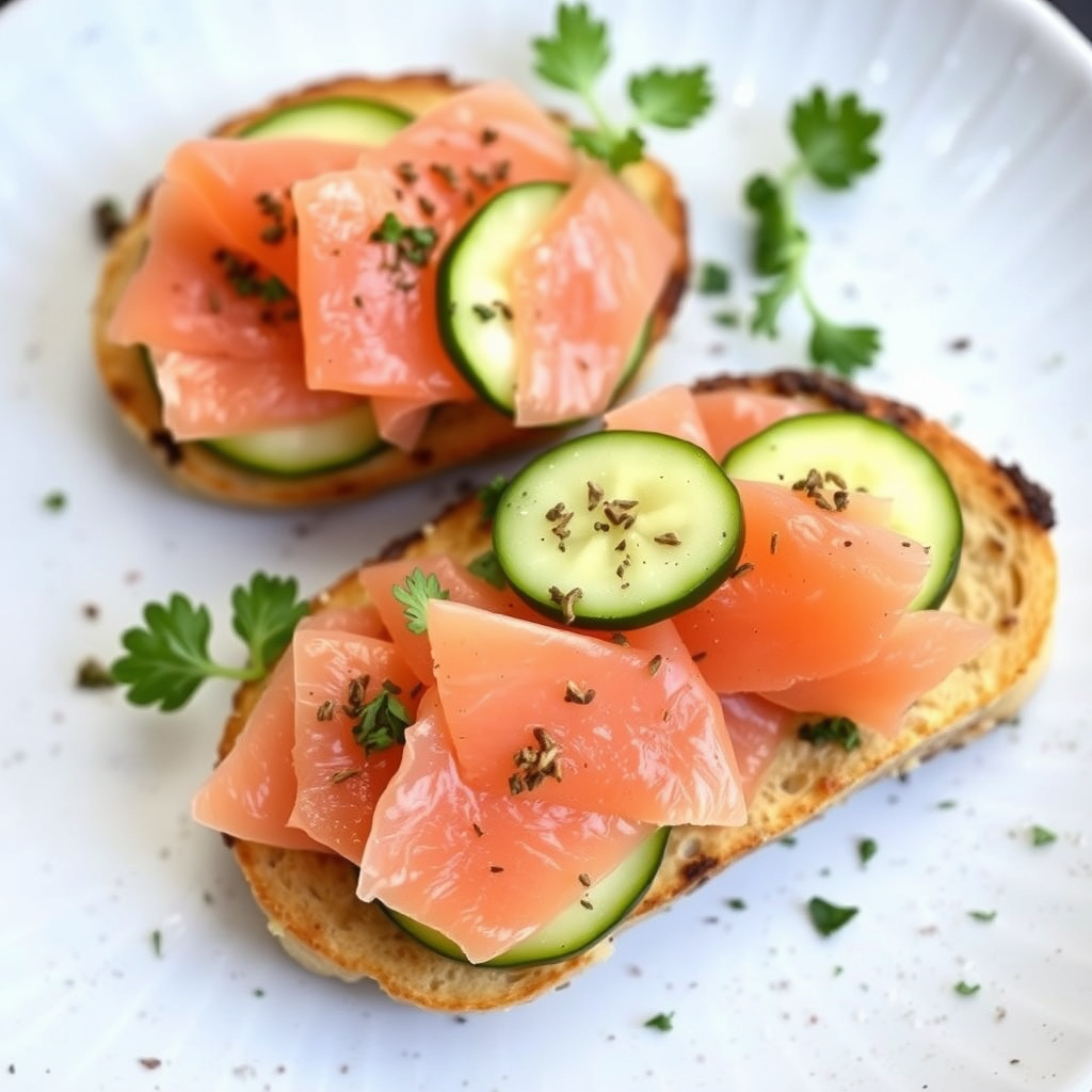 Røkelaks og agurktartine