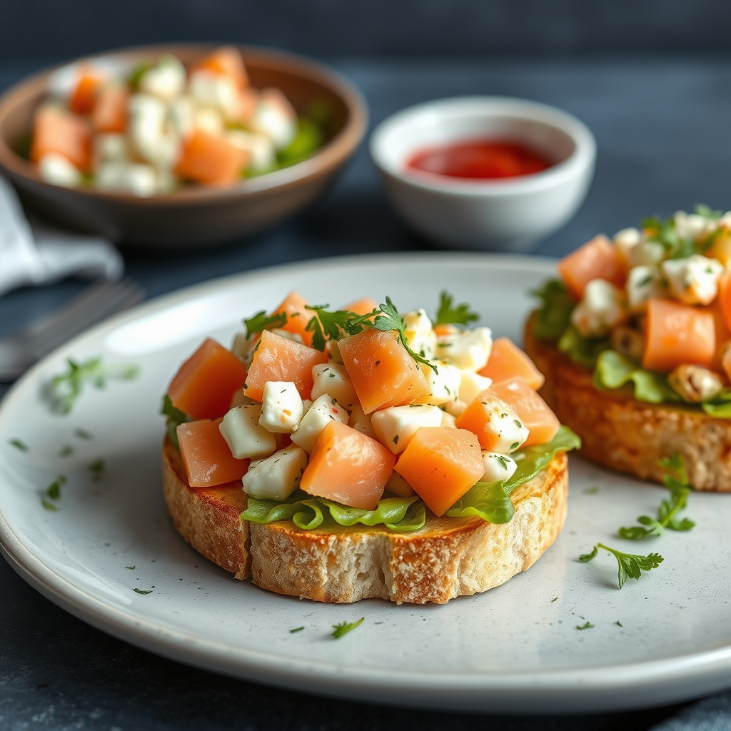 Røkelaks og egge- salat tartiner