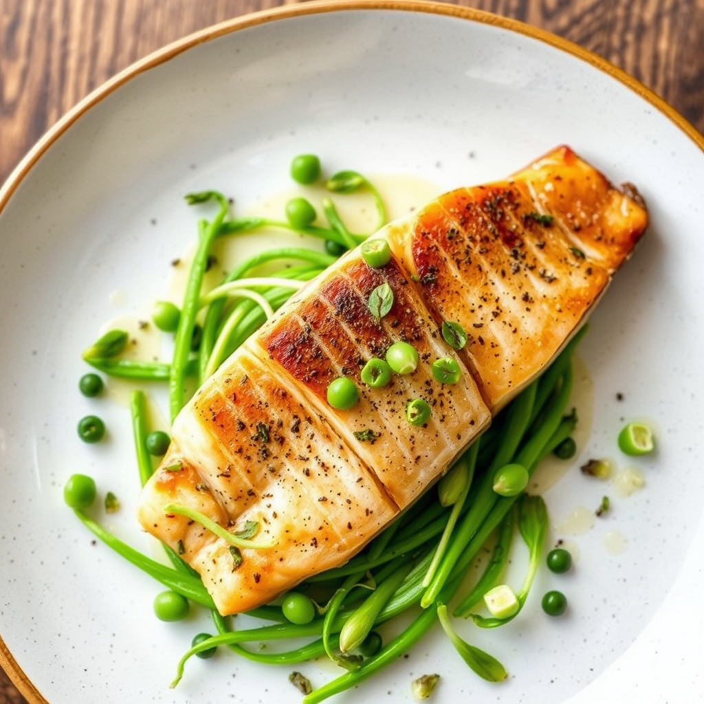 Røkt ørret med erteknopper og vårløk