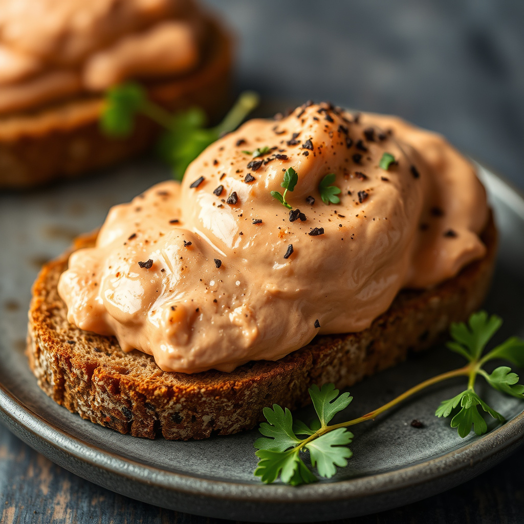 Røkt ørretmousse på pumpernickel