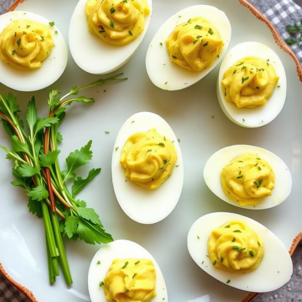 Rømme, sitron og urtedekorerte eggerøre