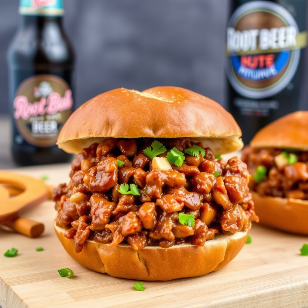 Sloppy Joes med Root Beer på Pretzelbrød