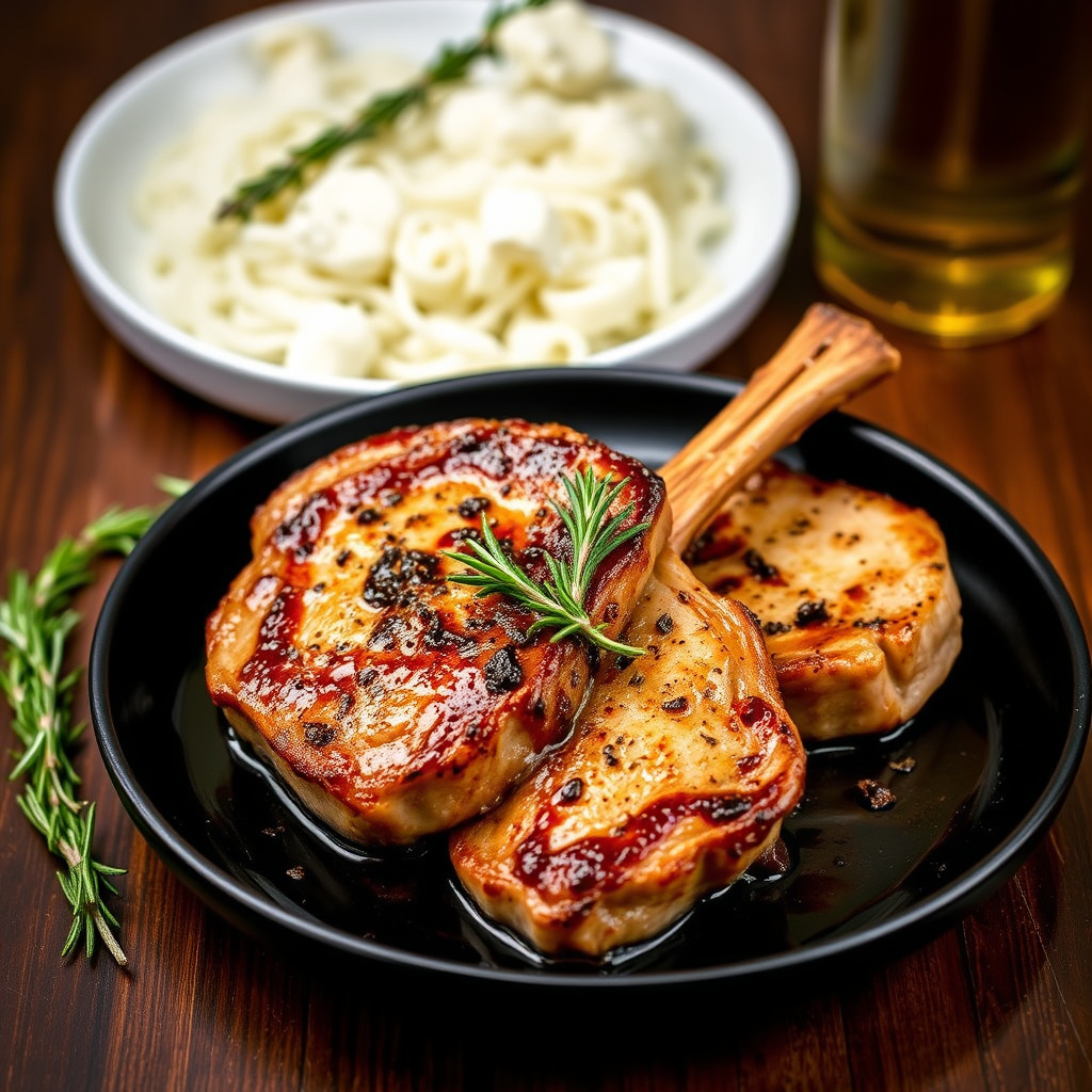 Svinekoteletter med rosmarin og sherry