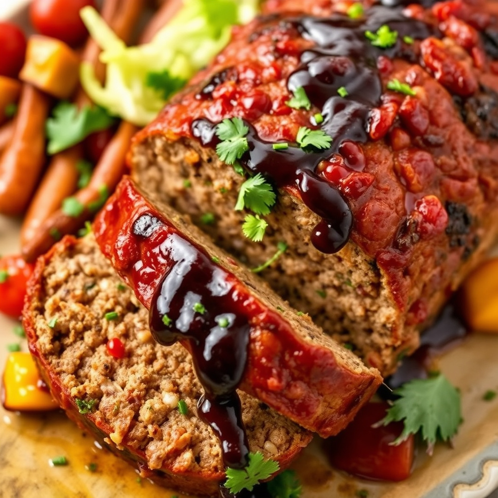 Ovnsbakt kjøttfarse med grønnsaker og balsamico-glaze