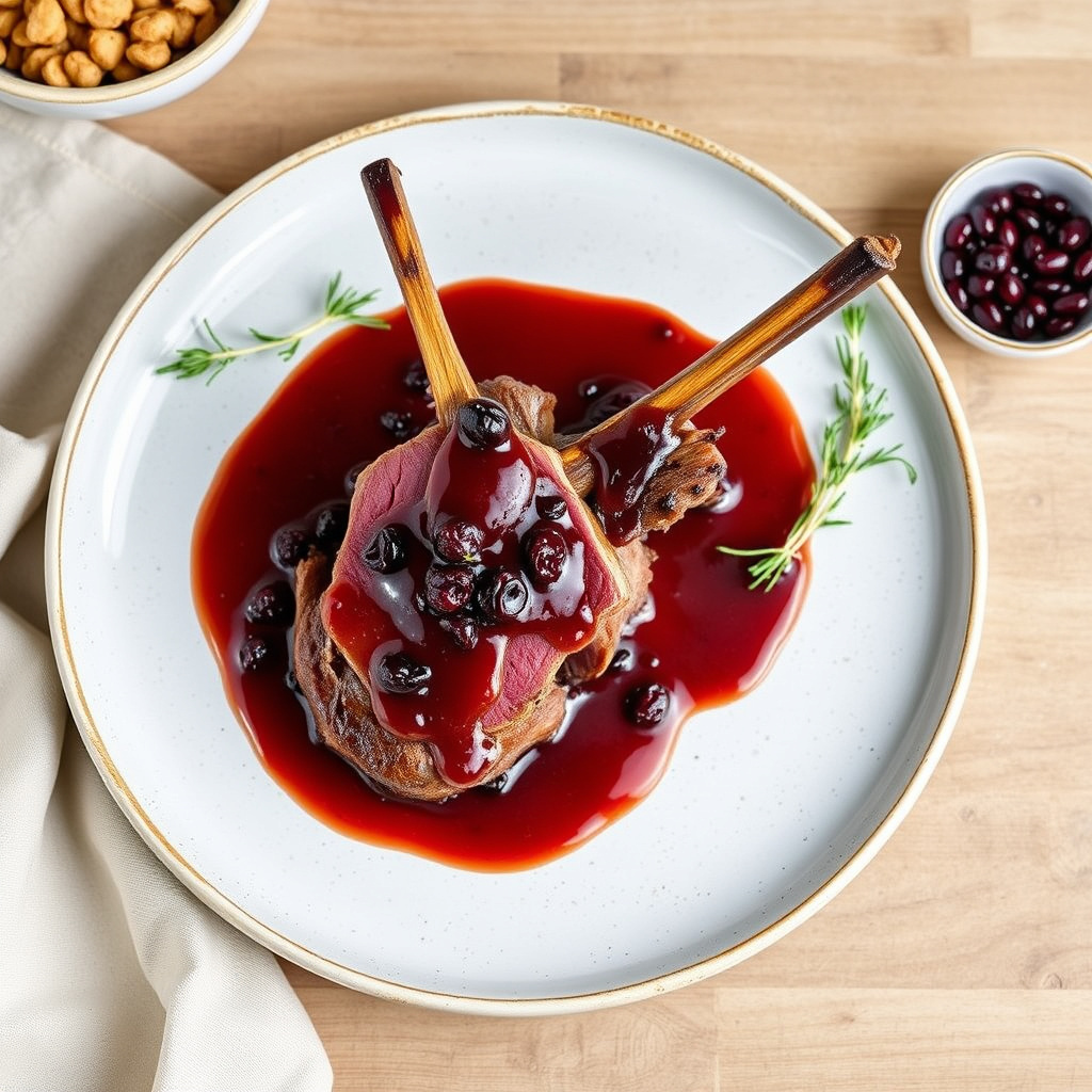 Rostet hjorterygg med sjalottløk og tørket tranebærsaus