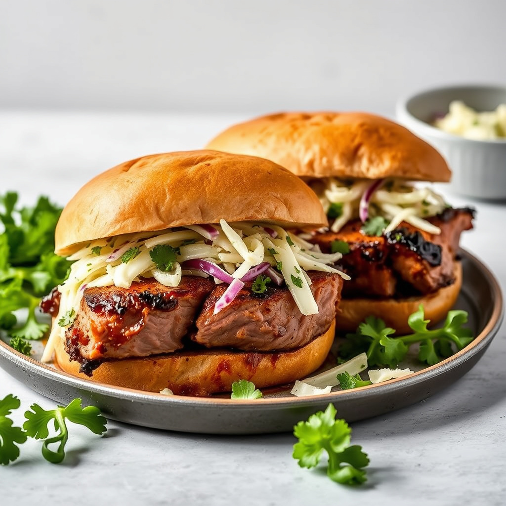 Rostet svinekjakesandwich med fennikelslaw