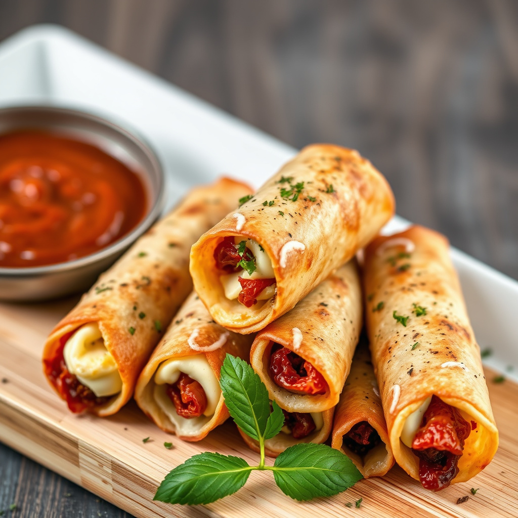 Røyket mozzarella og soltørkede tomatcigarer