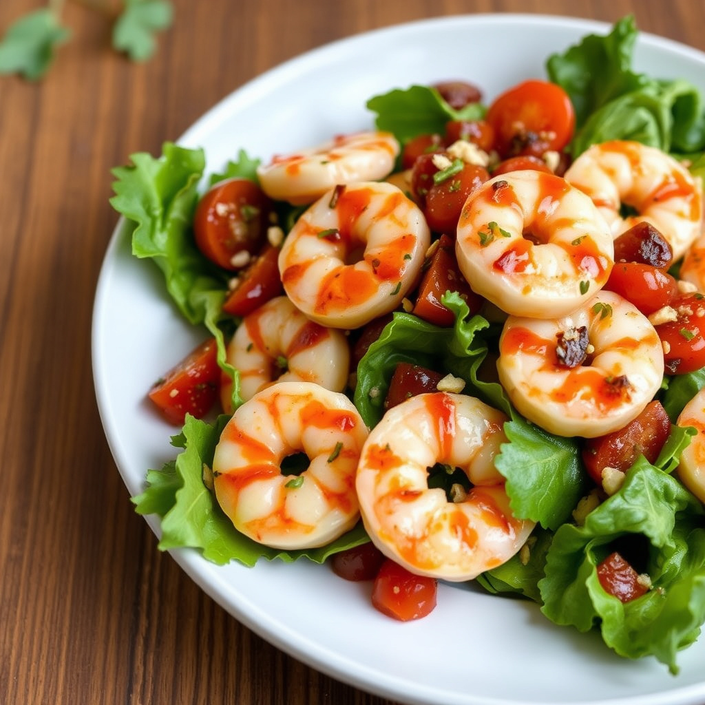 Røyket rekesalat med røyket tomatvinaigrette