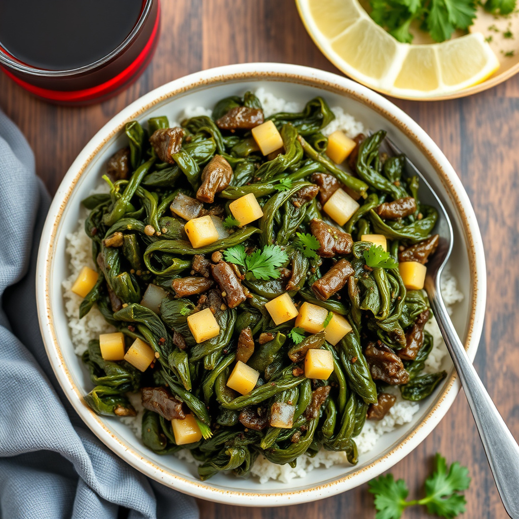 Røykfargede collard greens