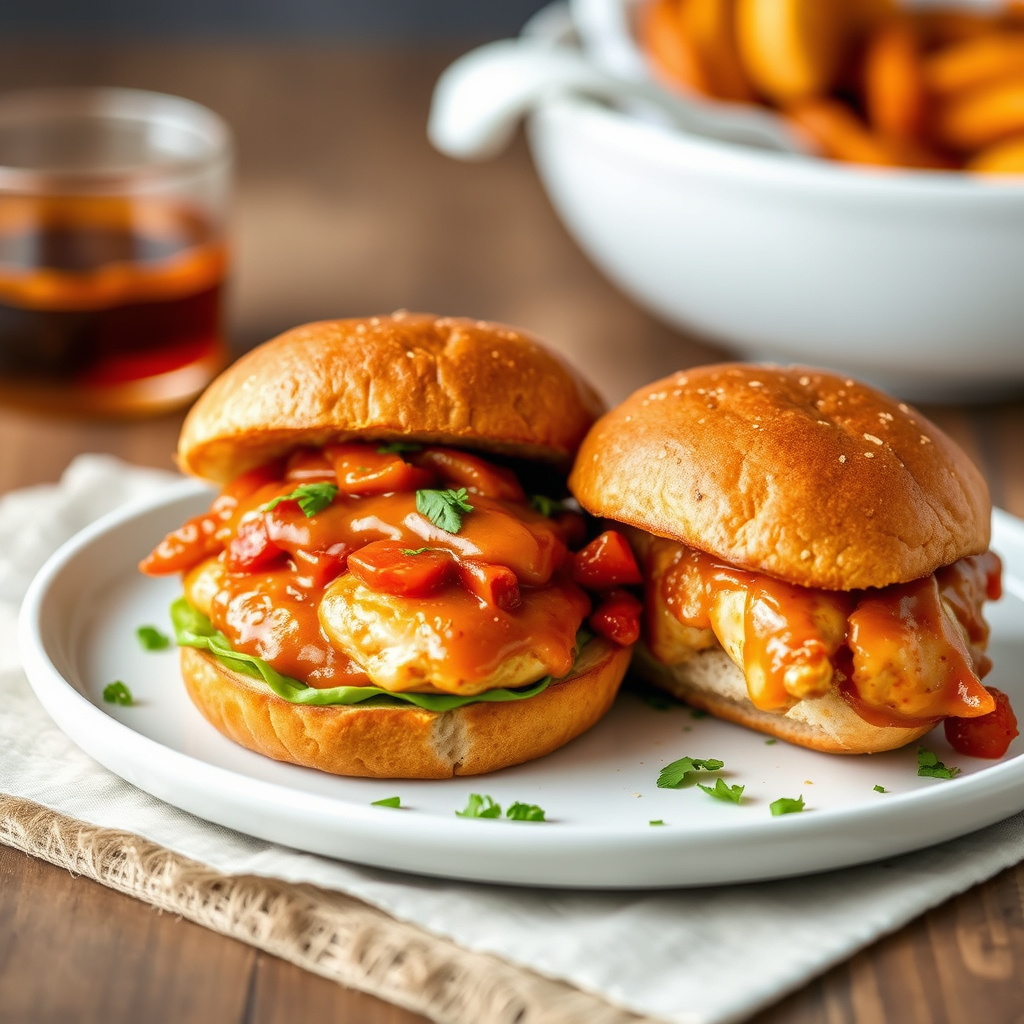 Røykfargede oransje grillkyllingsandwicher