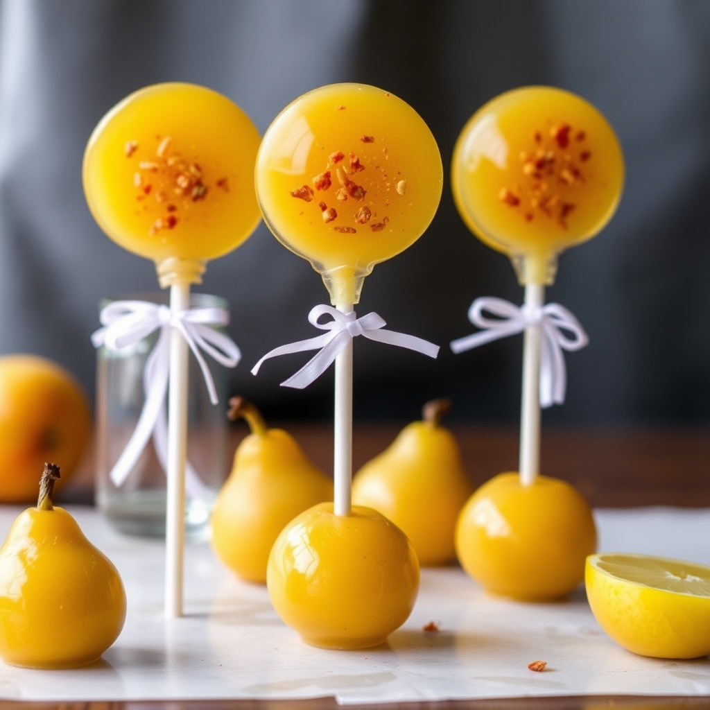 Safran- og pærelollipops