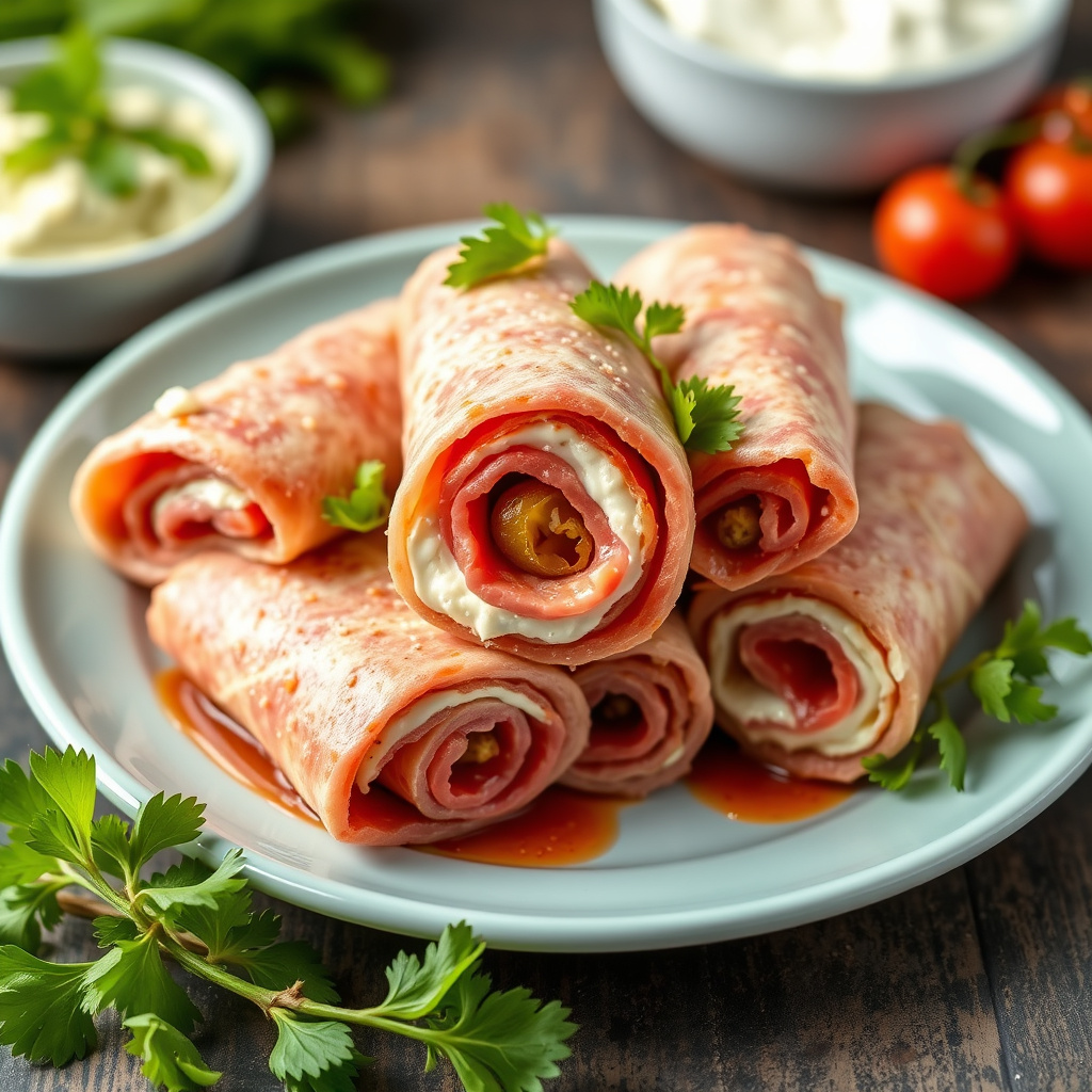 Salami, kremost og pepperoncini-ruller