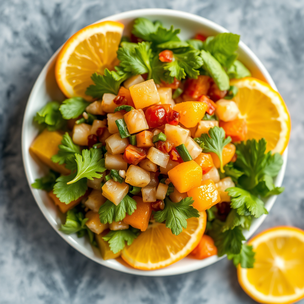 Frisk jícama- og appelsinsalat