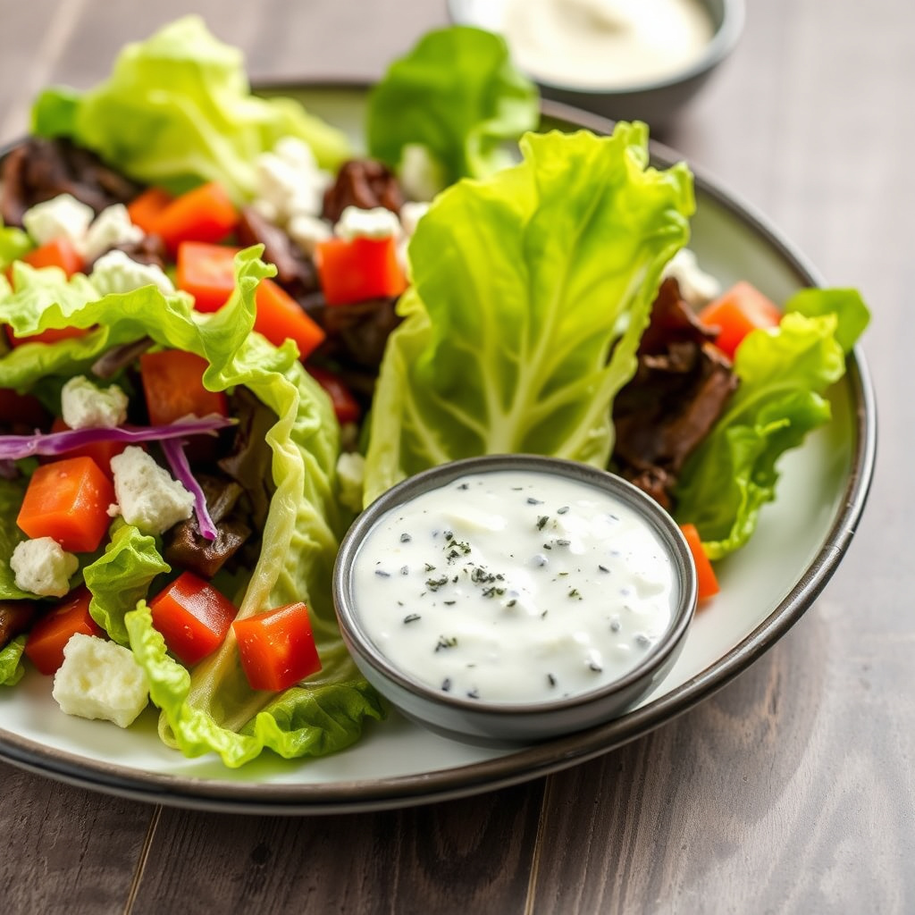 Isbergsalat med blåmuggostdressing