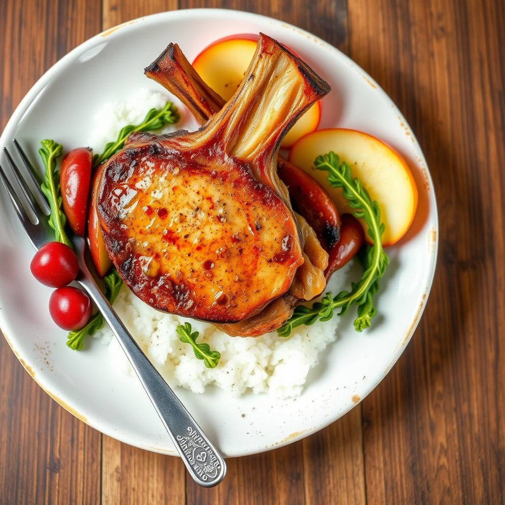 Saltede eple- og svinekjøttkoteletter