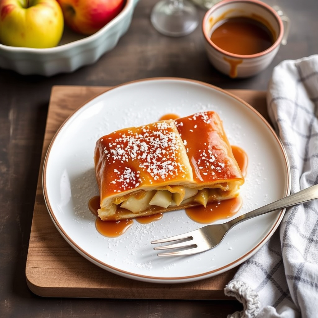 Saltet karamell- og eplestrudel