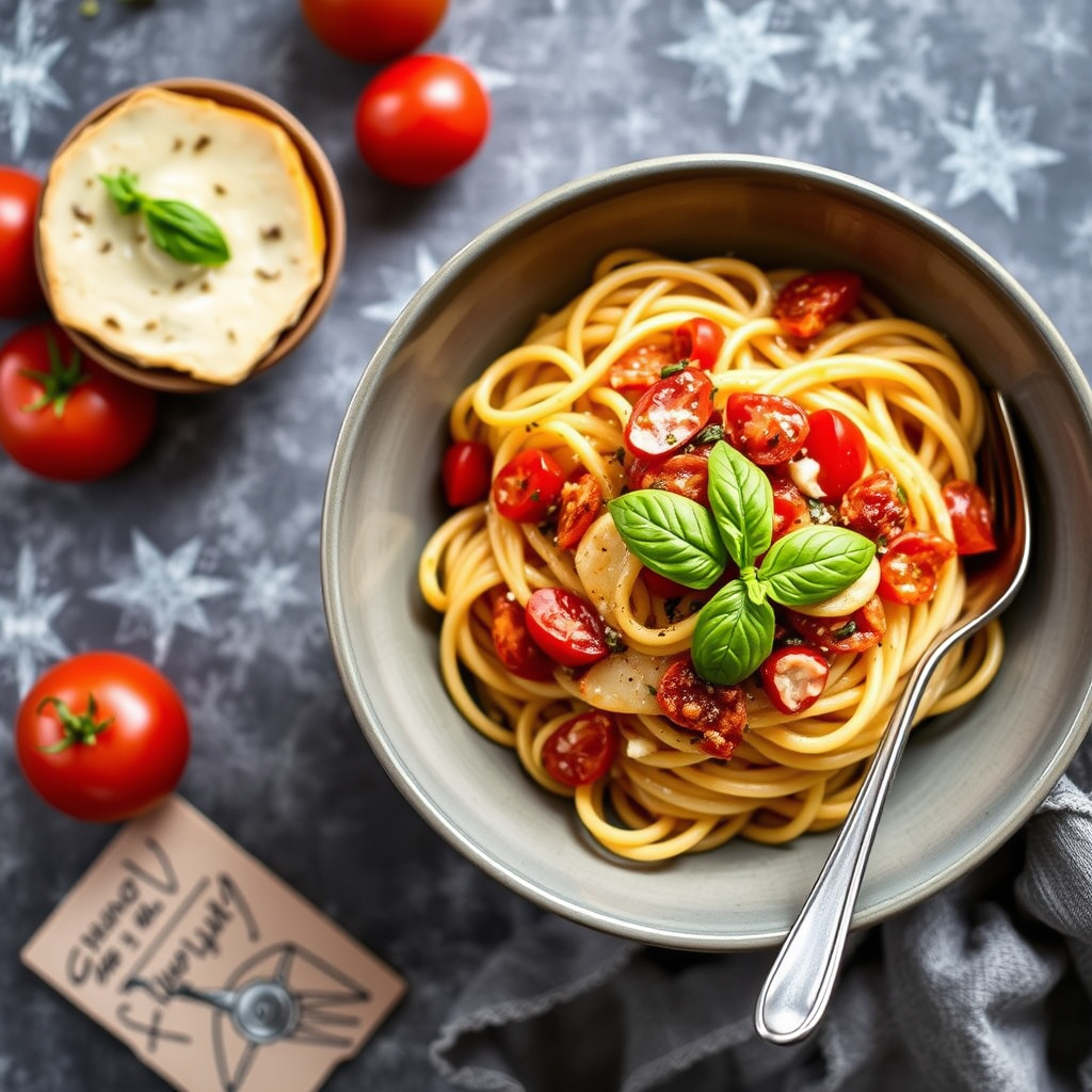Sardinsk pasta med tomat og basilikum