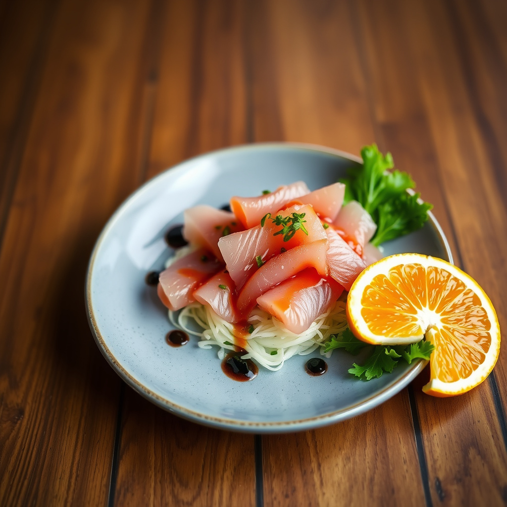 Sashimisalat med soyasaus og appelsin
