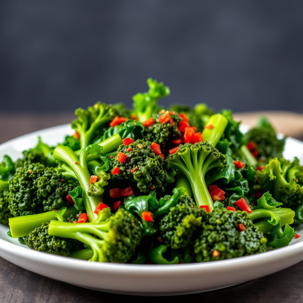 Sautert brokkolirabi med chili og hvitløk