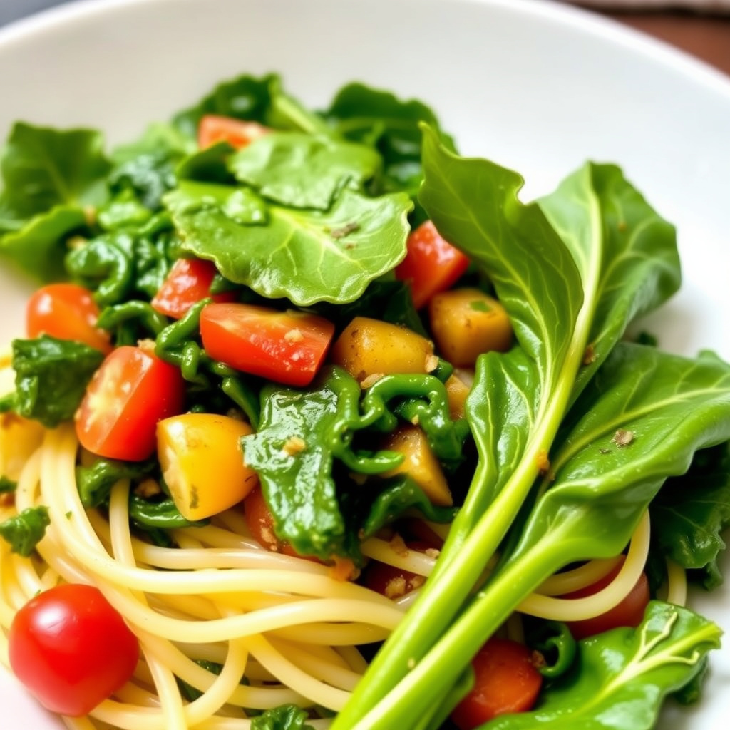 Sautert grønnkål og mangold med potet