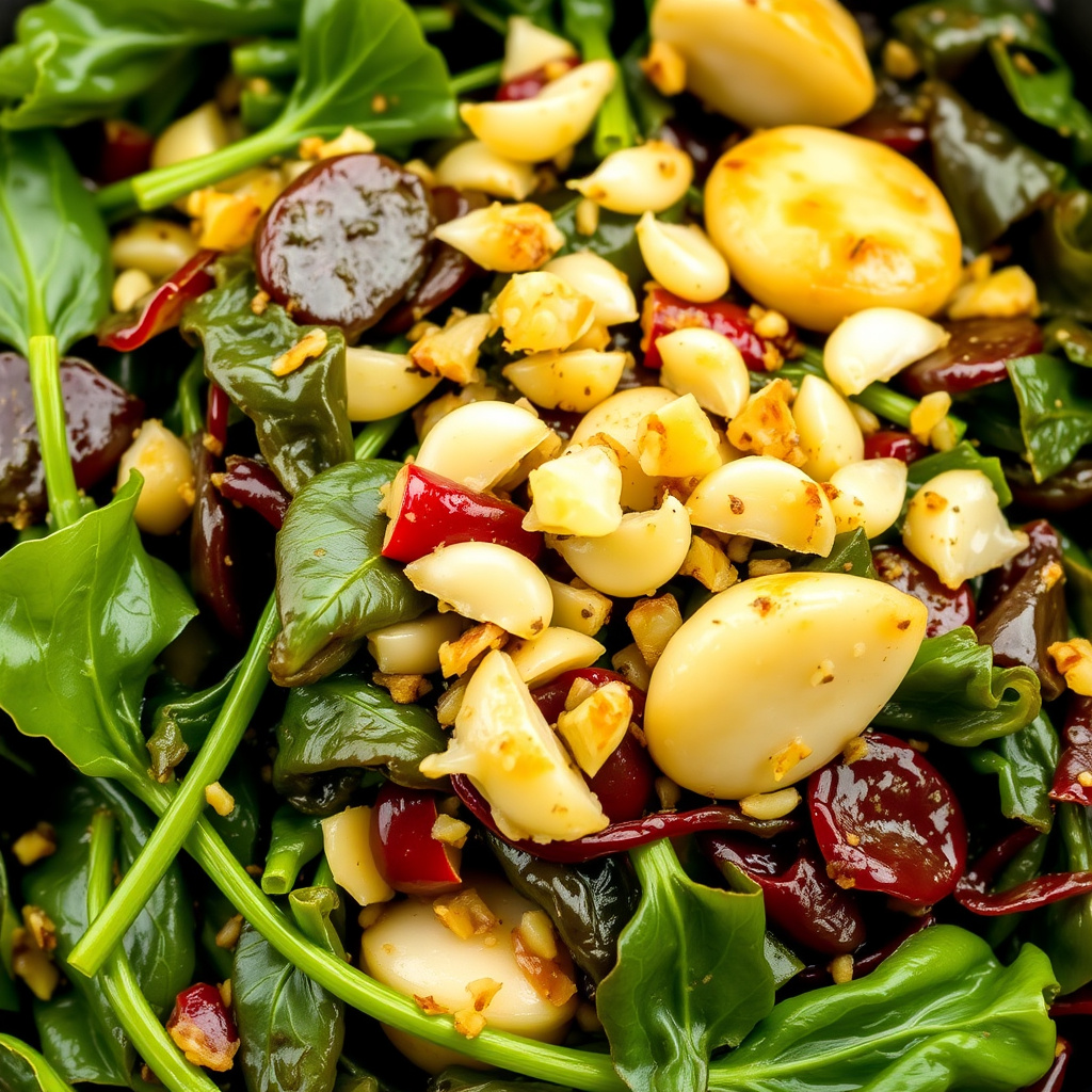 Sautert rød sveitsisk kål med hvitløk