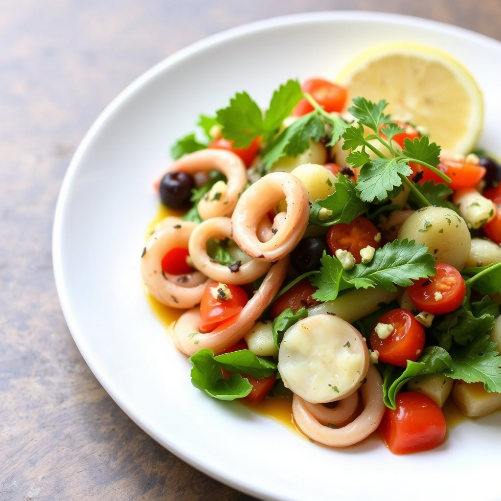 Sepia Amb Trempo (blekksprut med sommersalat)