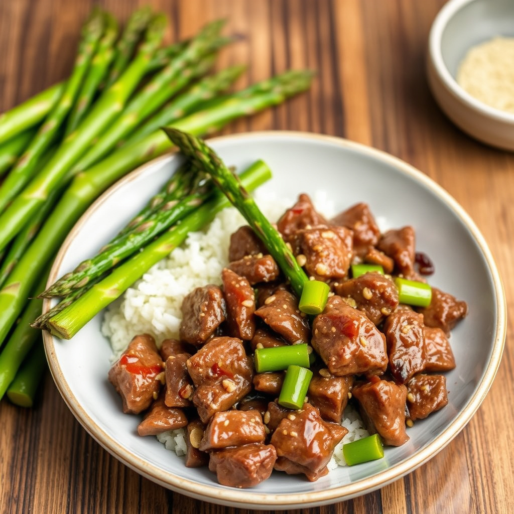 Sesambiff med asparges