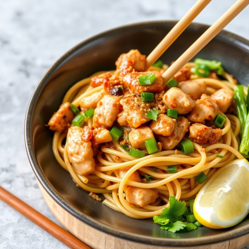 Sesamnudler med kylling