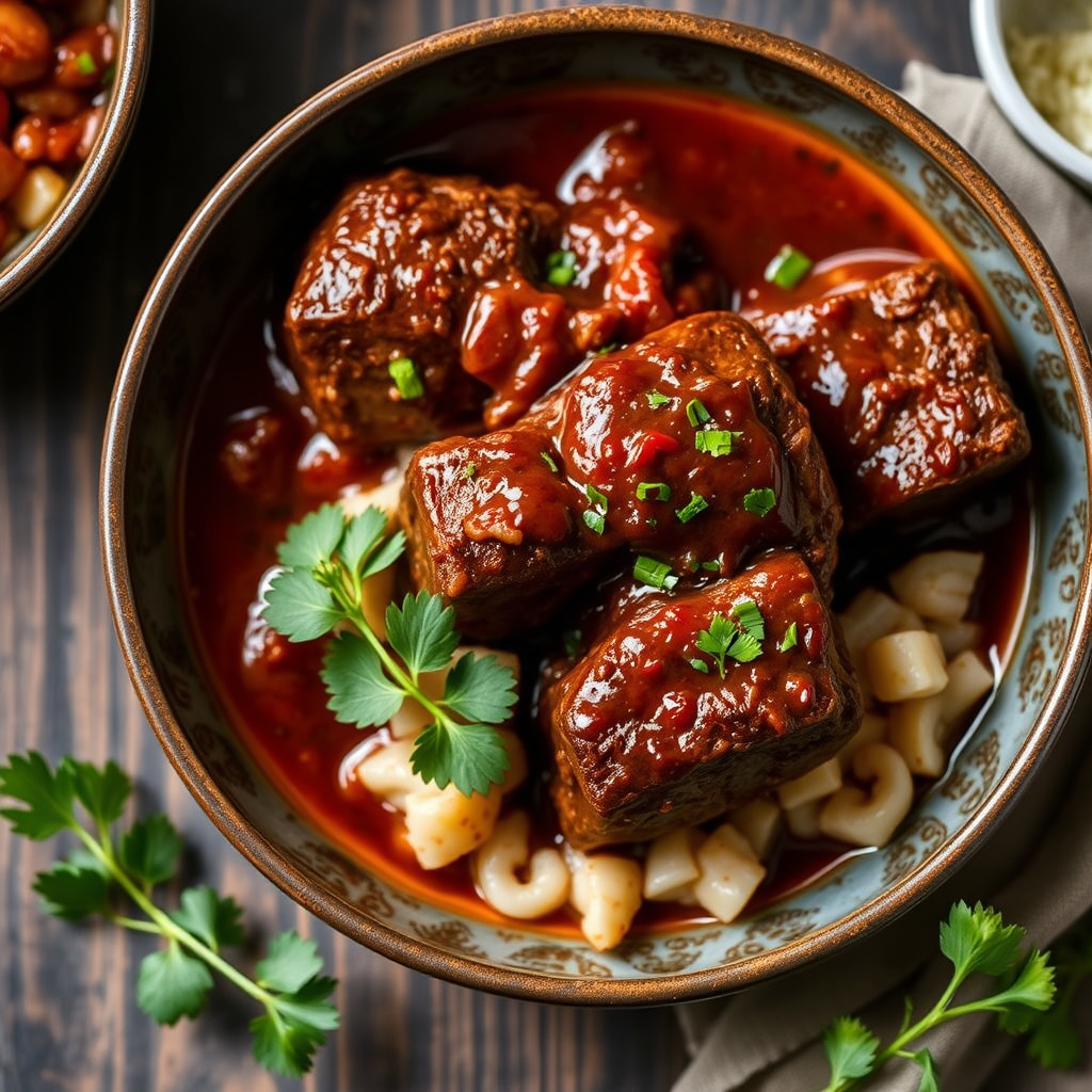 Short Ribs braisert i ancho-chili-saus