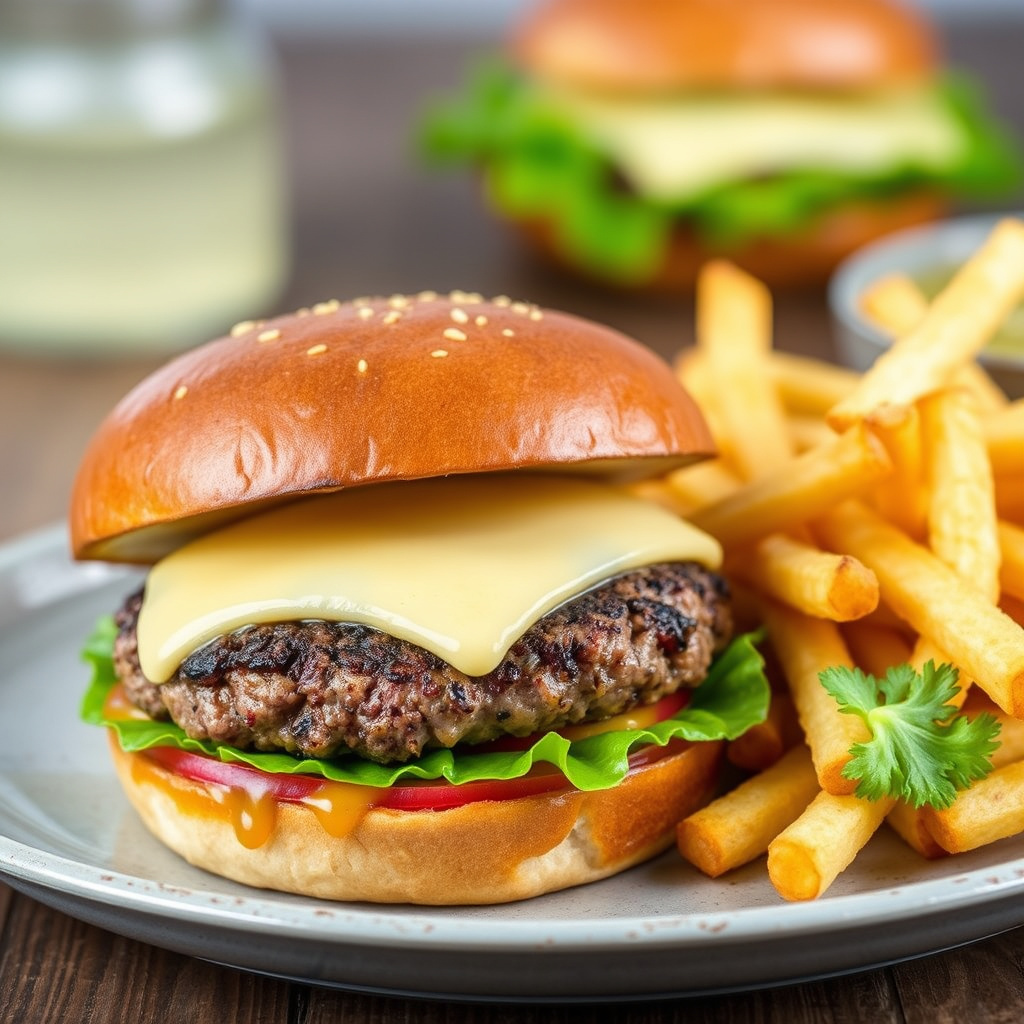 Sirloin-osteburgere og pommes frites