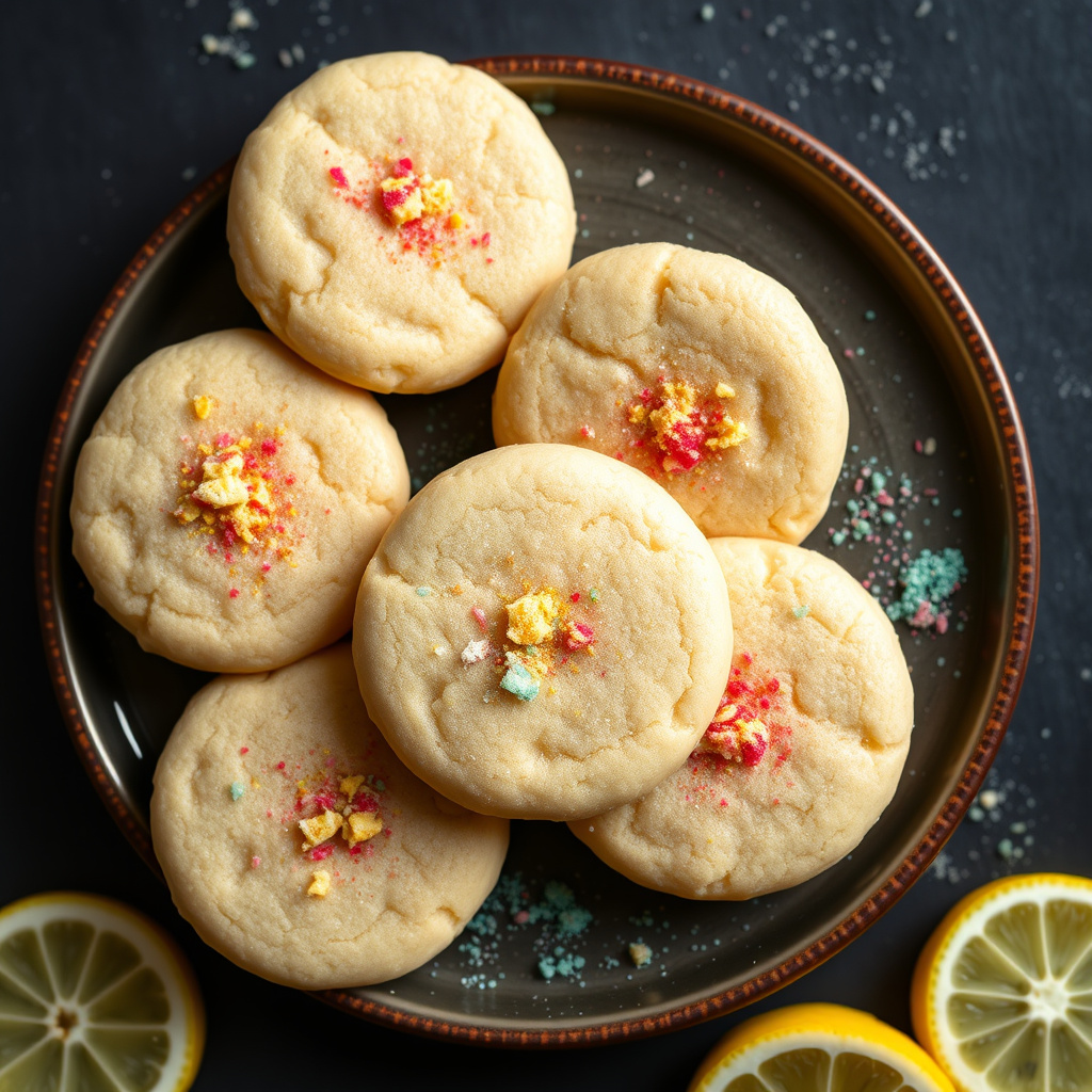 Sitron-sukkerkaker med Sandys fargede sukker
