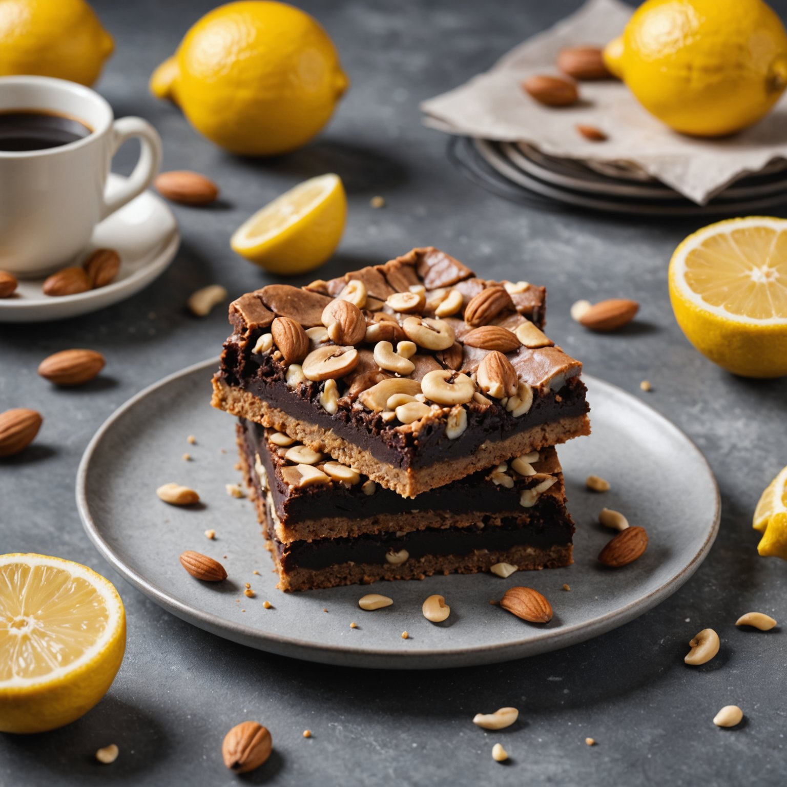 Sitronbrownie med cashewnøtter og jordbær